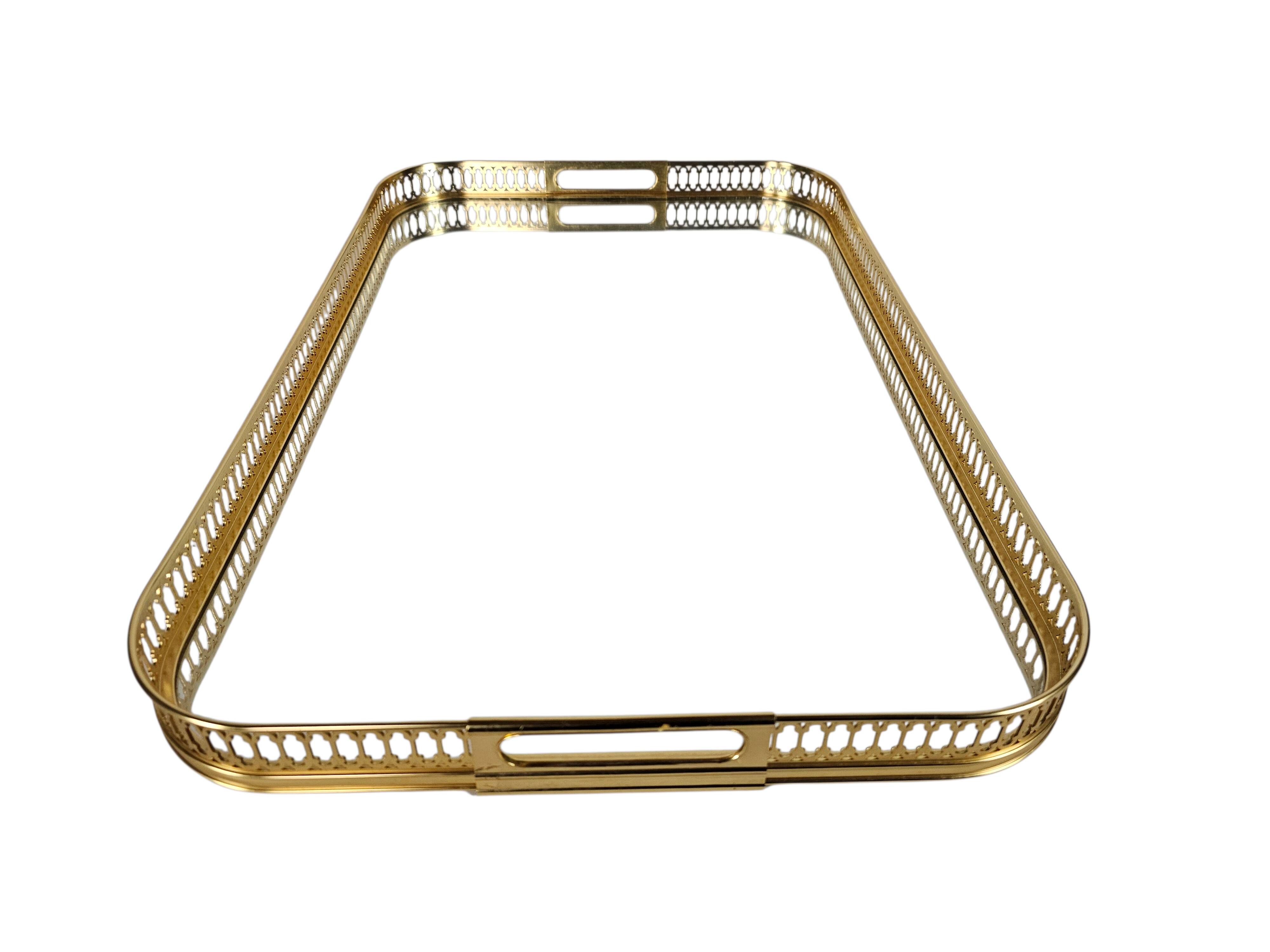 Hollywood Regency tray - brass - glass - Italy - 3rd quarter 20th century