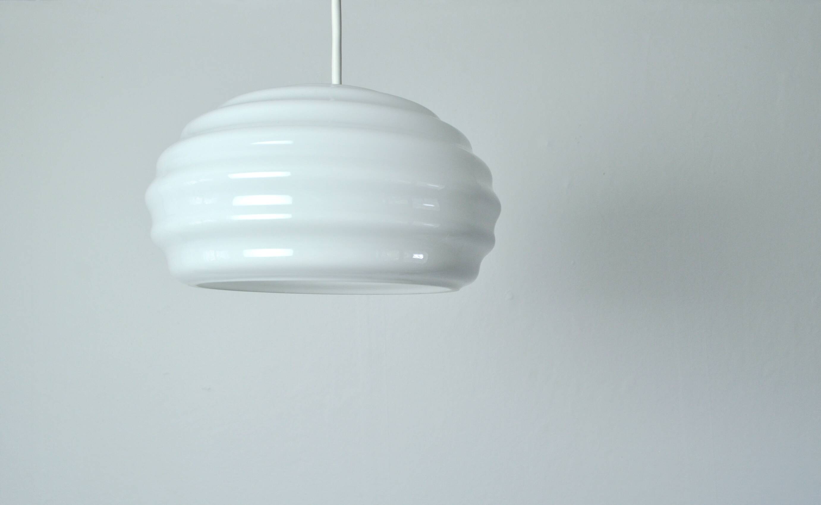 Verner Panton Opal Glass "New Wave" Pendant for Holmegaard, 1984