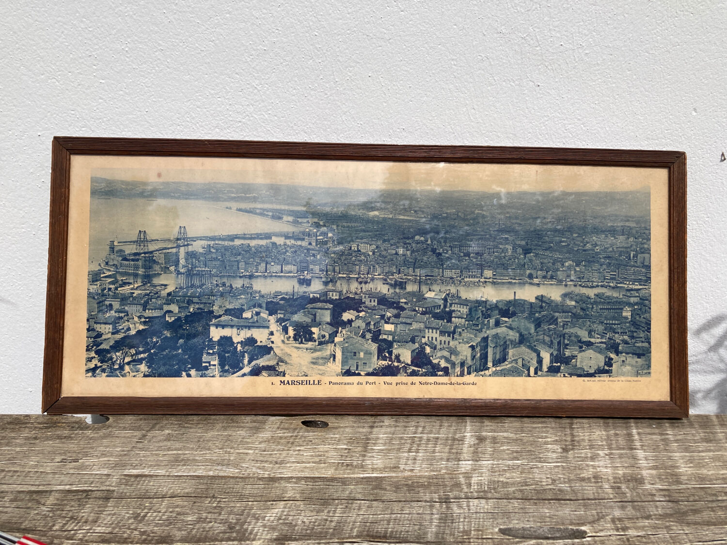 Photograph of Marseille 1950 - panoramic Mediterranean port and city printed by G. Arnaud - antique print