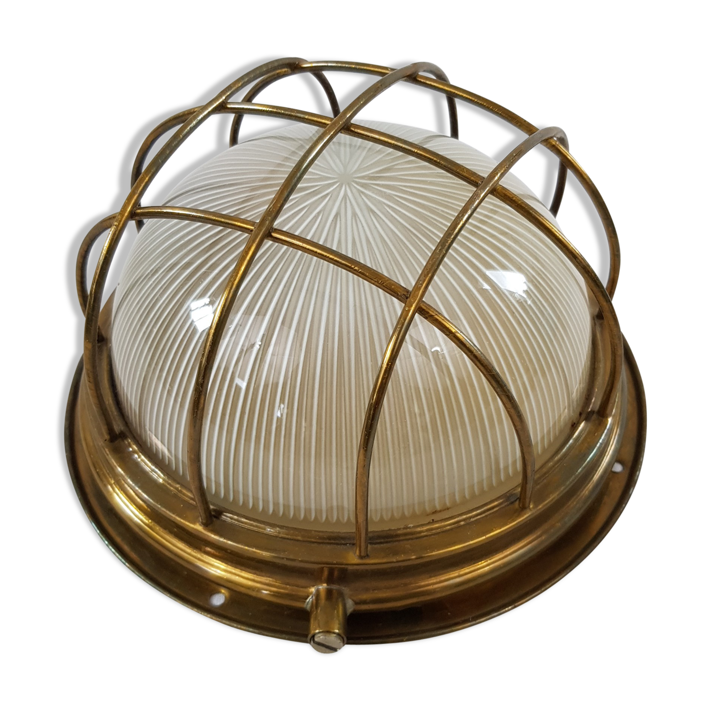 Applique hublot globe plafonnier marine grillagé holophane france Selency