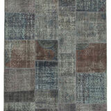 Handmade Anatolian Vintage 171 cm x 243 cm Grey Patchwork Carpet