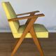 Armchair 1960 french work seat yellow compass feet