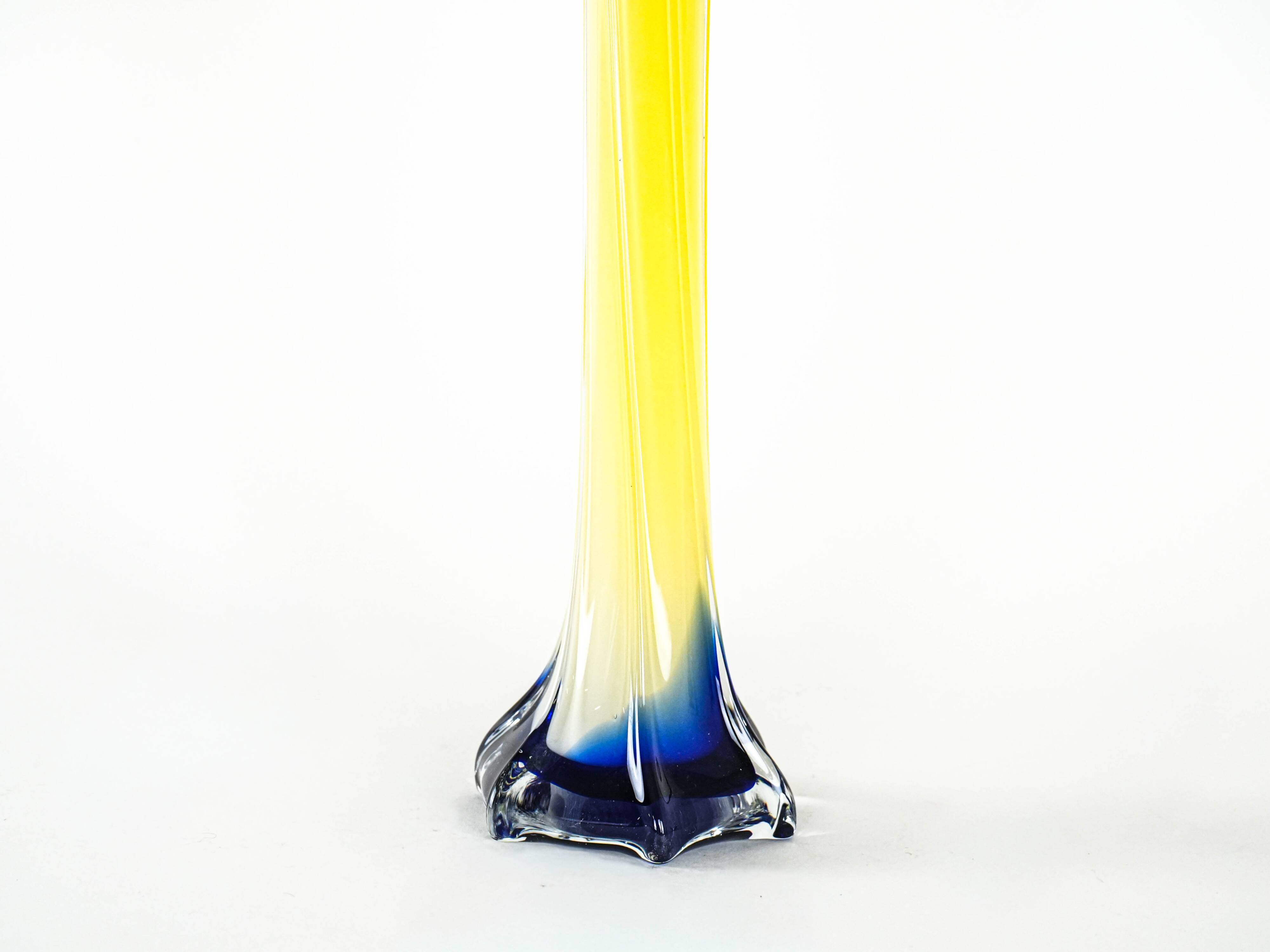 Yellow vase, Murano glass, Italian design, 1970s, made in Italy