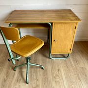 Vintage Stella 1950 school desk and swivel chair set