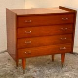 Vintage varnished teak chest of drawers 1970
