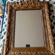 Miroir doré trumeau cheminée fin 19e ancien fronton sculpté