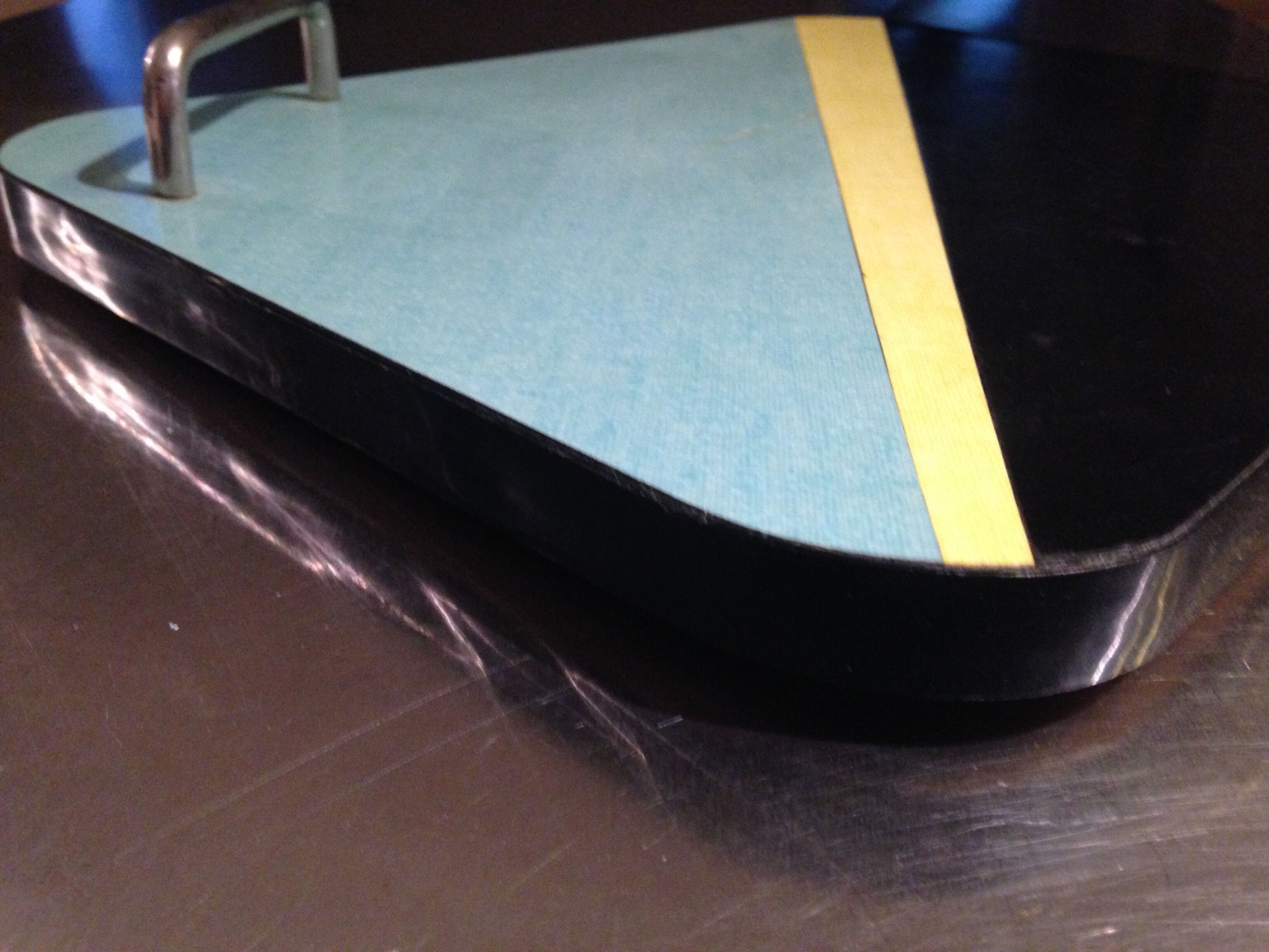 Tray vintage year 59 in formica yellow, blue and black