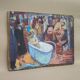 Painting signed Patrice Landauer, vintage painting, painting on wood panel