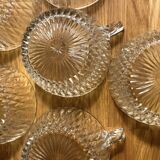 6 tasses à café en verre ciselé vintage en très bon état
