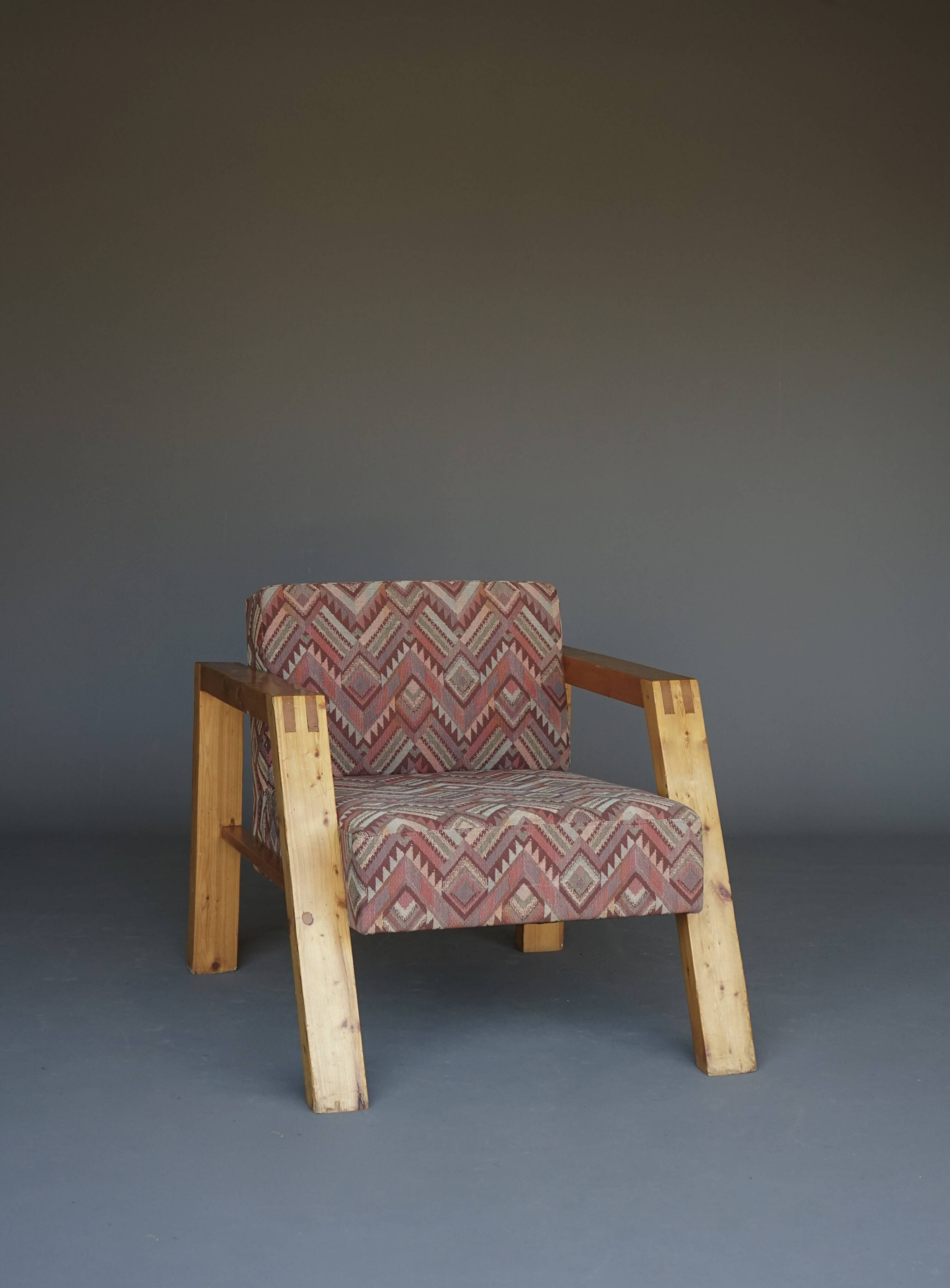 Dutch design pine Armchair, 1970s