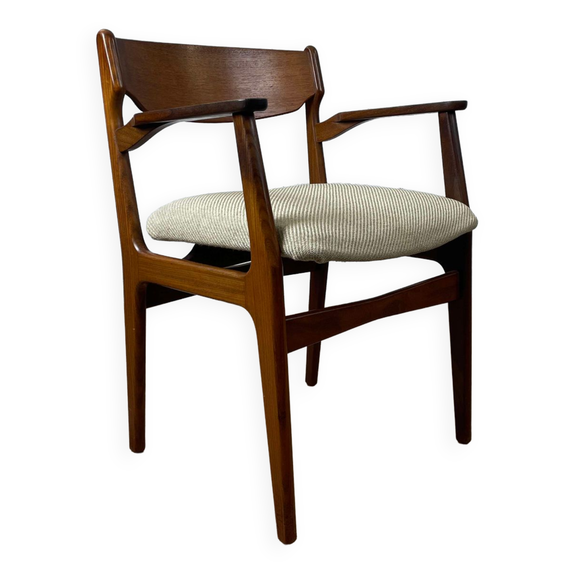 Vintage Scandinavian armchair in teak and grey fabric, 60s