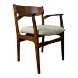 Vintage Scandinavian armchair in teak and grey fabric, 60s