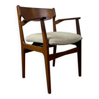 Vintage Scandinavian armchair in teak and grey fabric, 60s