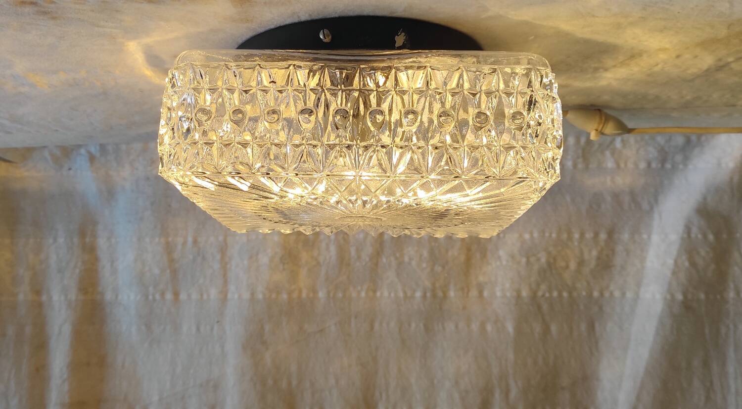 Vintage glass ceiling light - mid 20th century