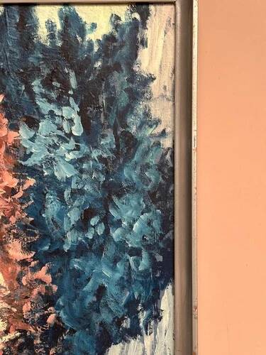 Swedish Oil on Canvas “Abstract” by Lennart Alexandria Vintage & Framed 39x31cm
