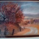 Ancien tableau au pastel de paysage vosgien signe antoine dugois