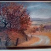 Old pastel painting of Vosges landscape signed Antoine Dugois