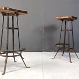 Vintage brutalist bar stools, set of 5 - 1970s