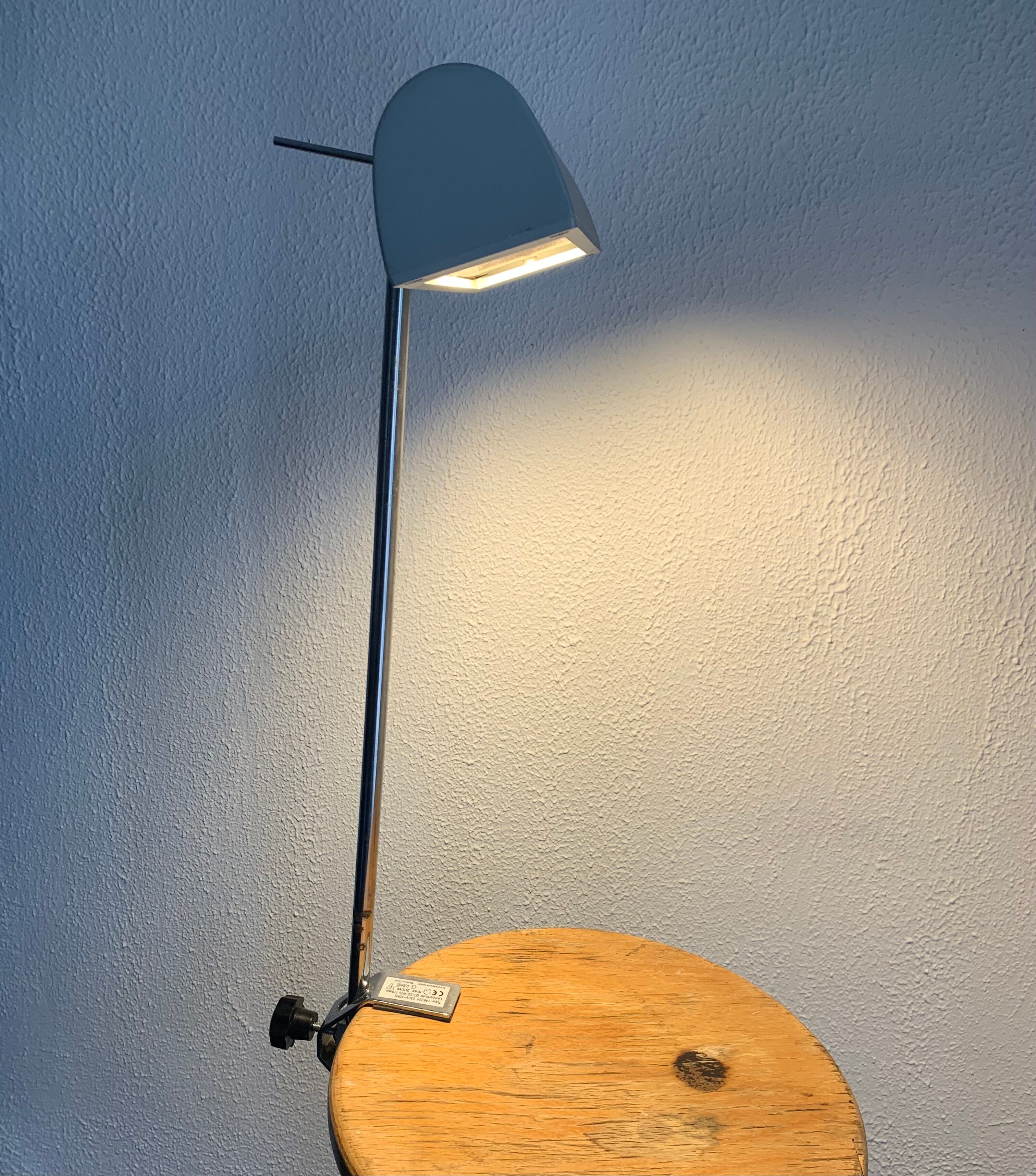 Vintage lamp 1980 medical gray cement and chrome - 50 cm