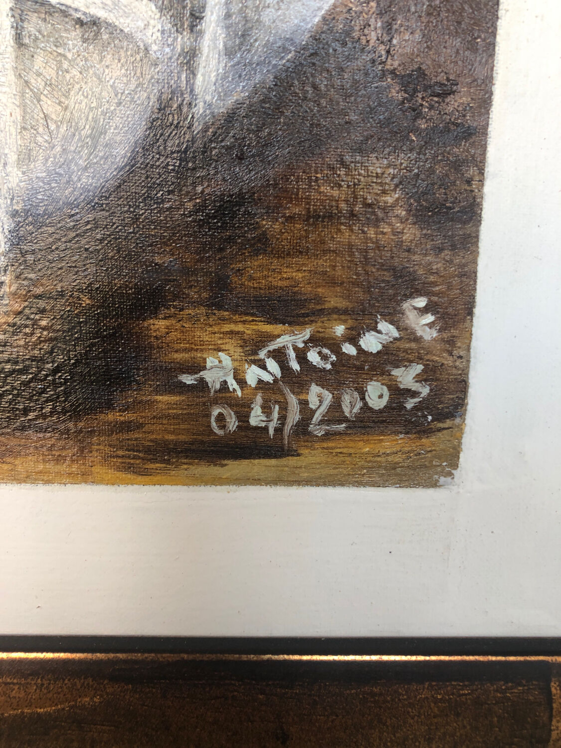 Painting oil antoine barques seaside + gilded wood frame #a220