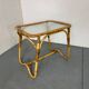 Vintage Bohémien Rattan Bamboo and Glass Side Table from Rohé Noordwolde,