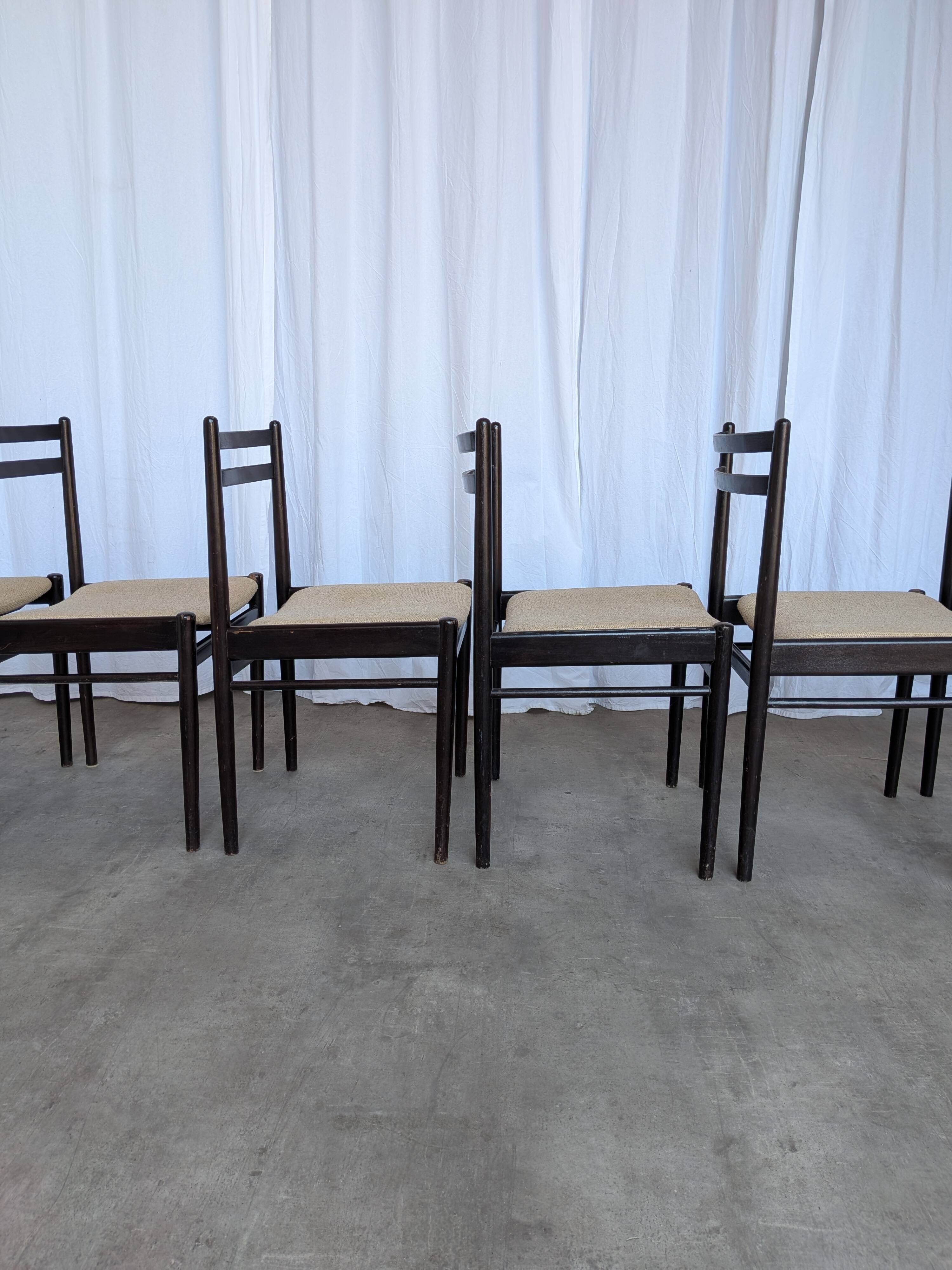 Ensemble de 6 chaises de salle à manger en bois de hêtre vintage / Style scandinave des années 50