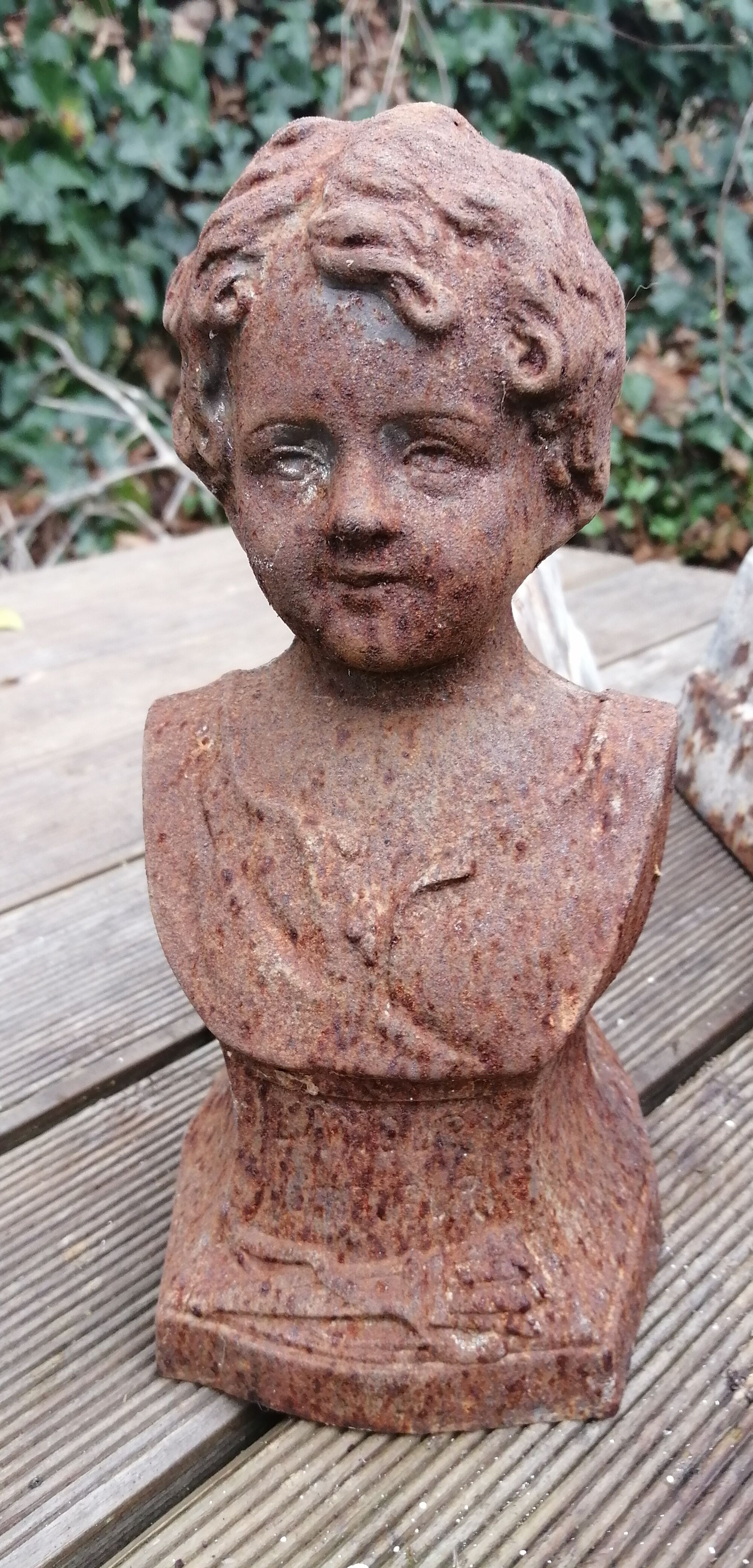 Pair of cast iron fireplace chenets "Children"