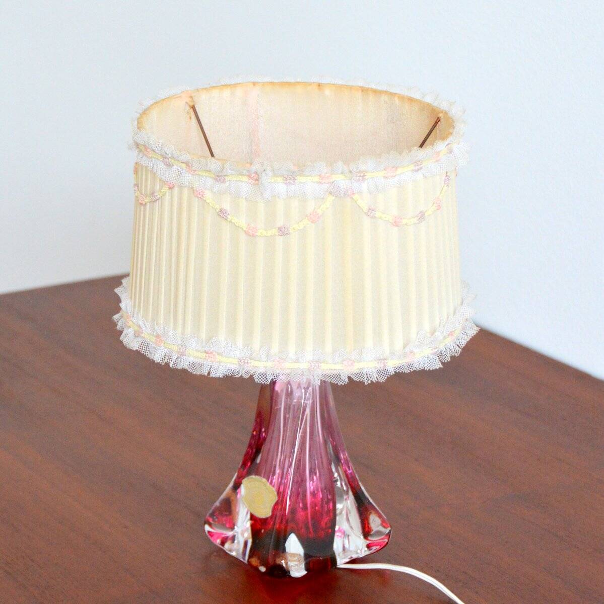 Vintage 1960s Val St-Lambert Belgium Crystal Table Lamp