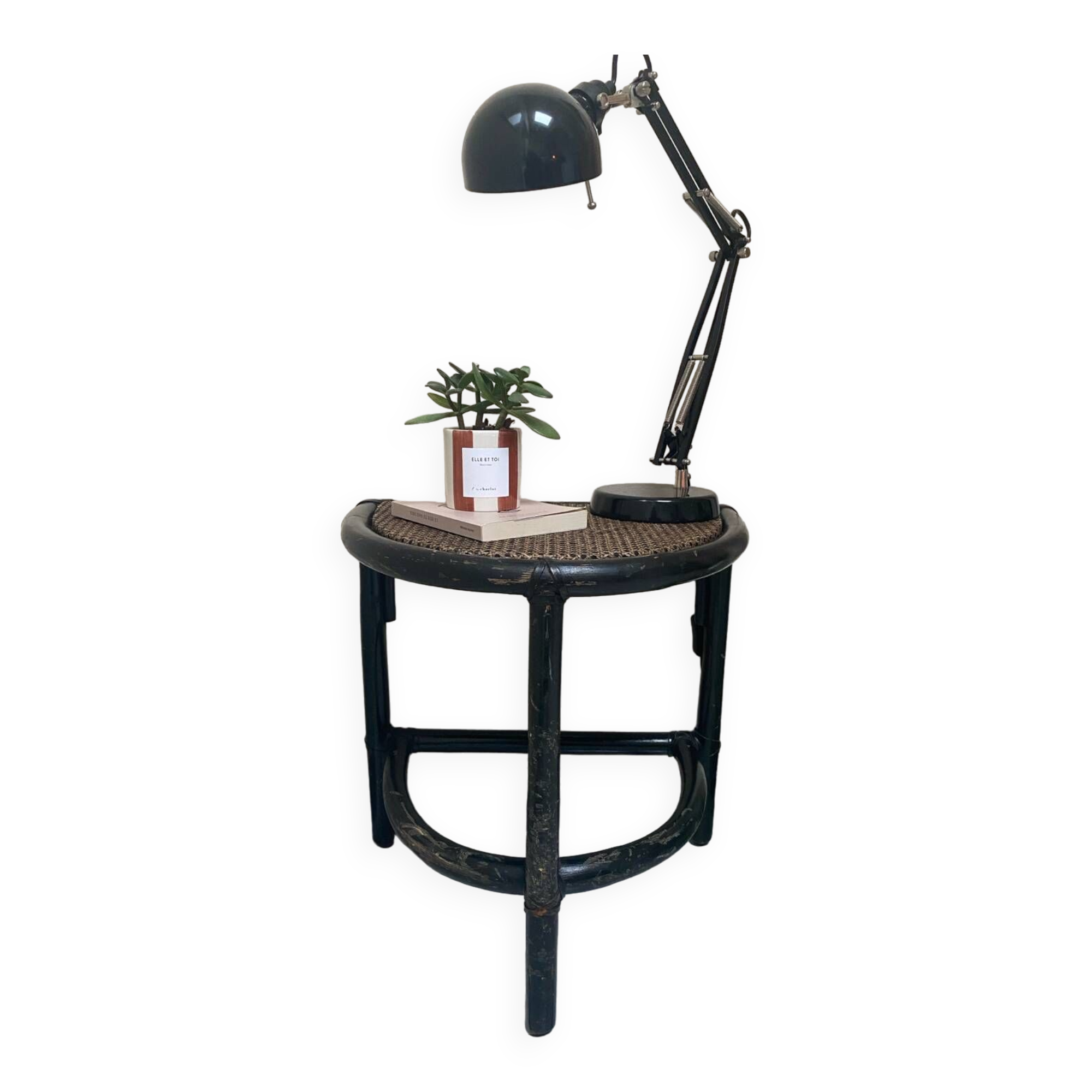 Vintage rattan side table or bedside table