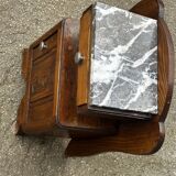 Art Deco bedside table in oak and marble