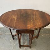 Edwardian extending oak drop leaf ‘barley twist’ side table