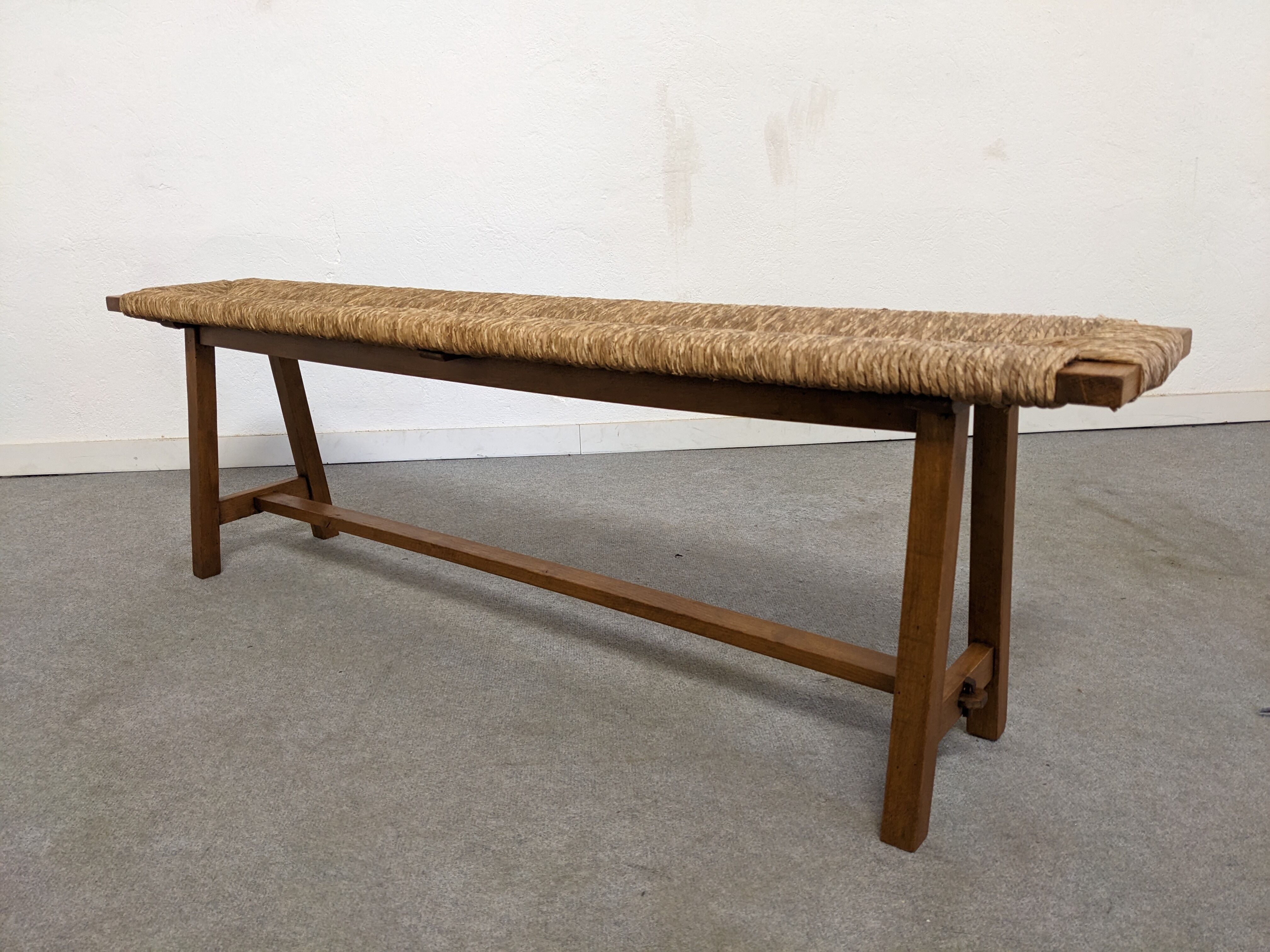 Wooden bench and marsh straw 50s/60s
