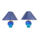 Lampes de table sphériques en céramique bleue vintage, années 1970, ensemble de 2