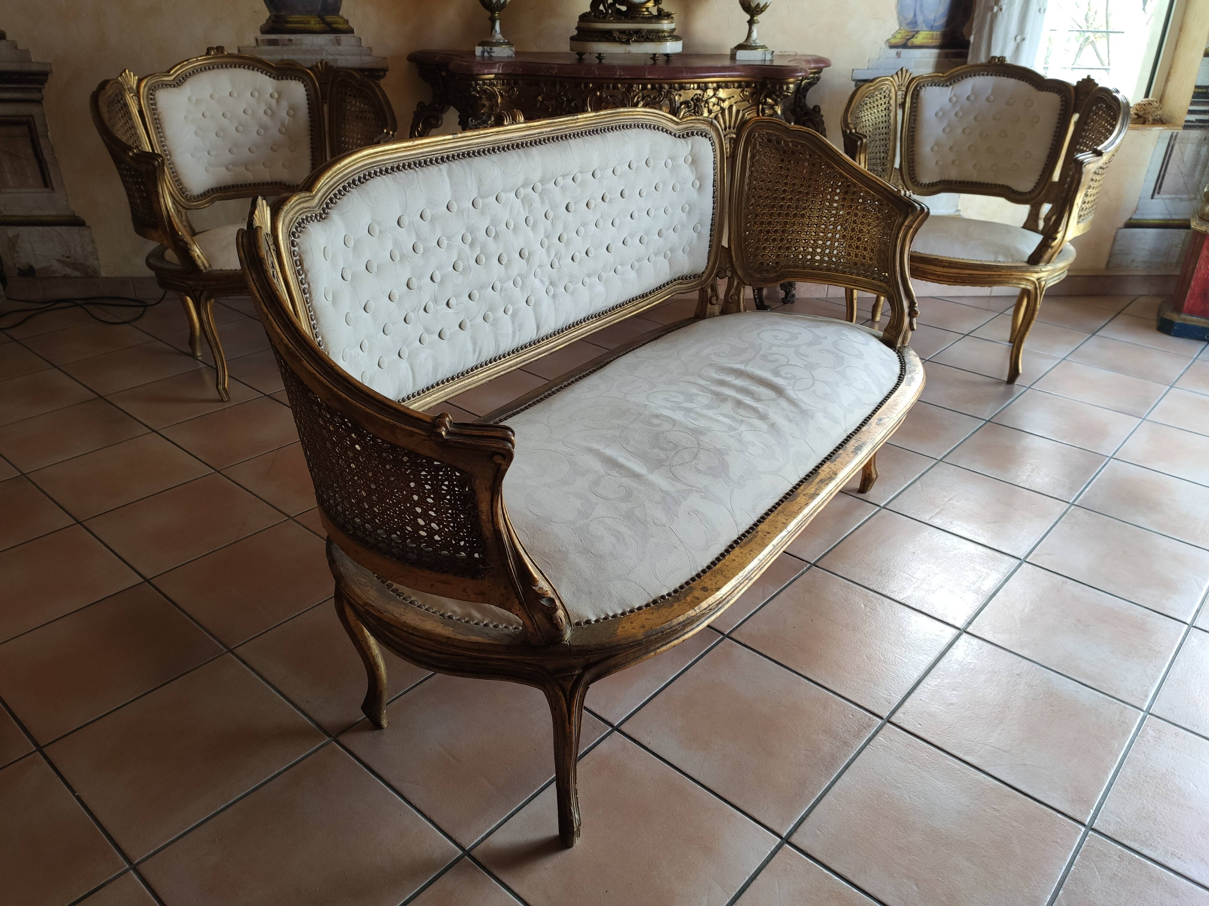 Salon Louis XV three pieces in golden wood