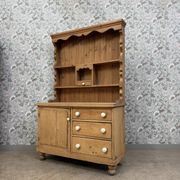 Antique English two-body buffet in solid pine (renovated)