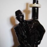 Black porcelain detective lamp, 80s