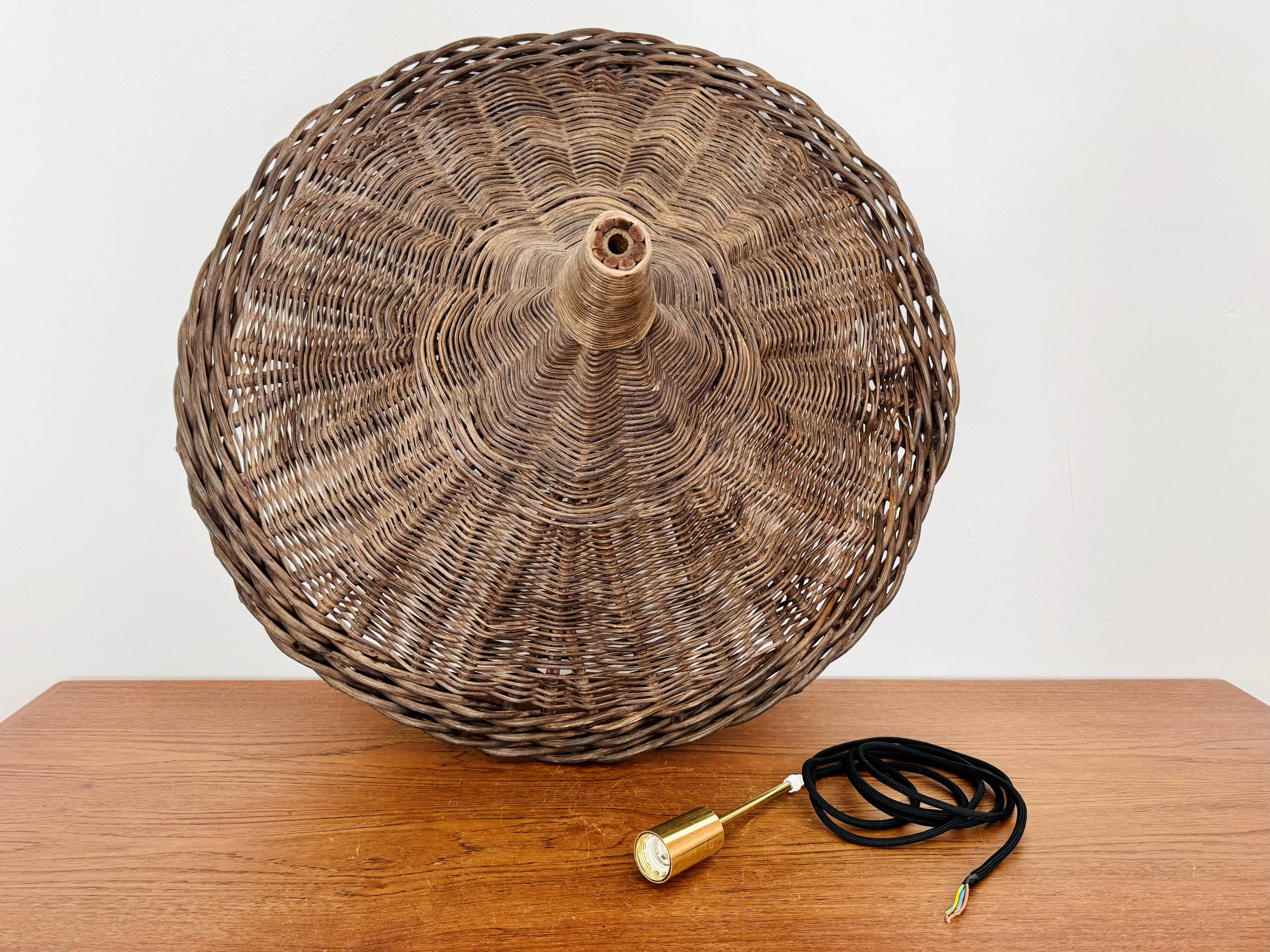 Large Italian Tulip Wicker Pendant Lamp