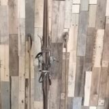 Pair of wooden ski & vintage ski poles year 1940