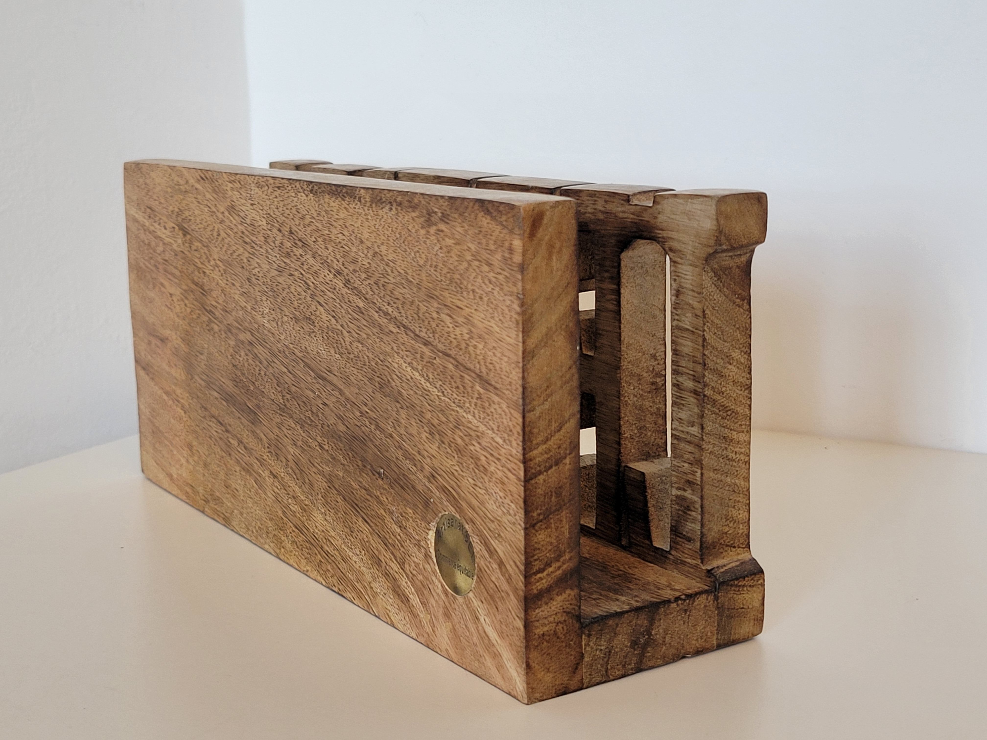 Mail rack carved wooden letter holder LETTERS