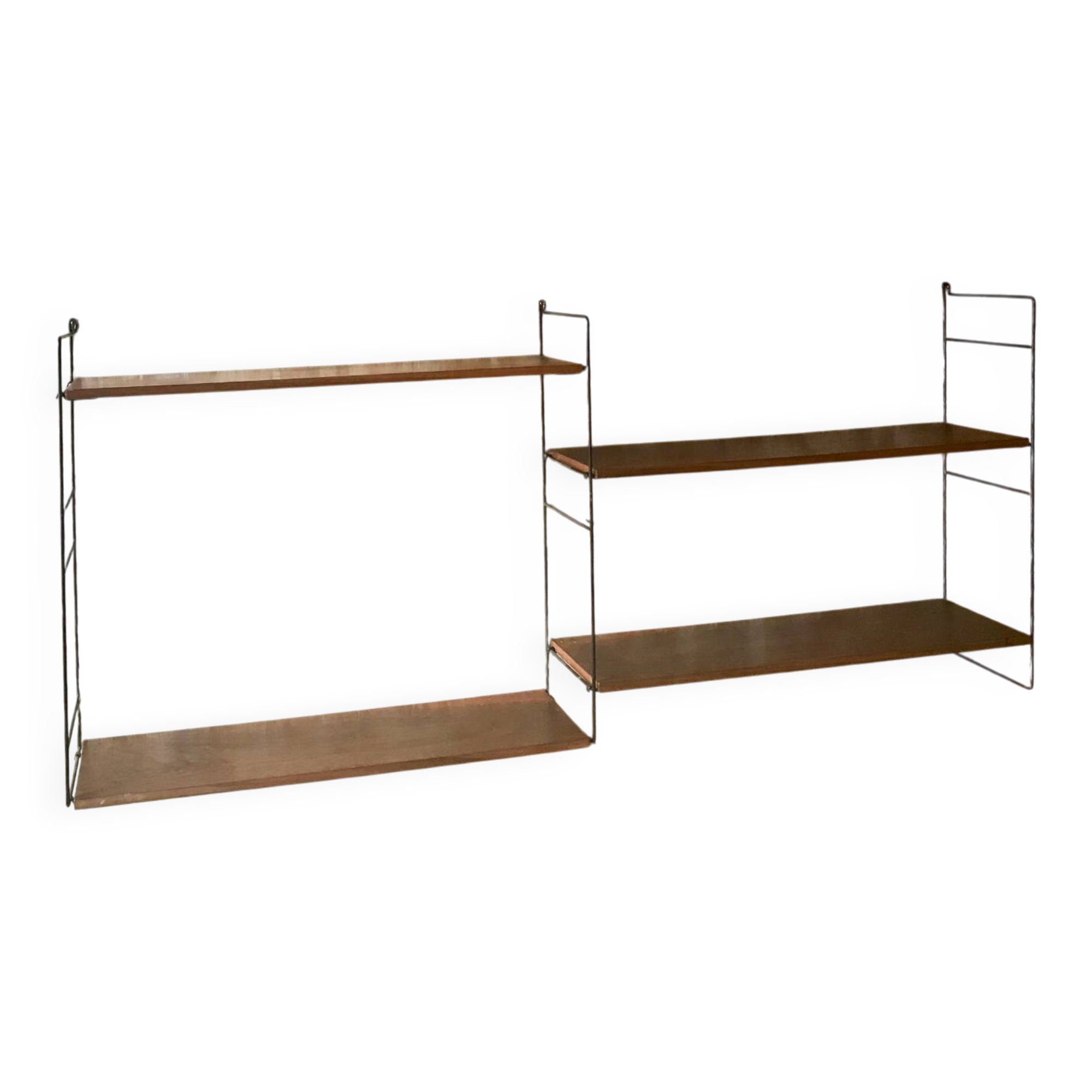 Vintage string wall shelf with 3 supports