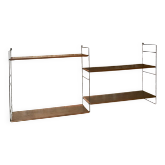 Vintage string wall shelf with 3 supports