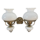 Vintage bronze/opaline wall sconce
