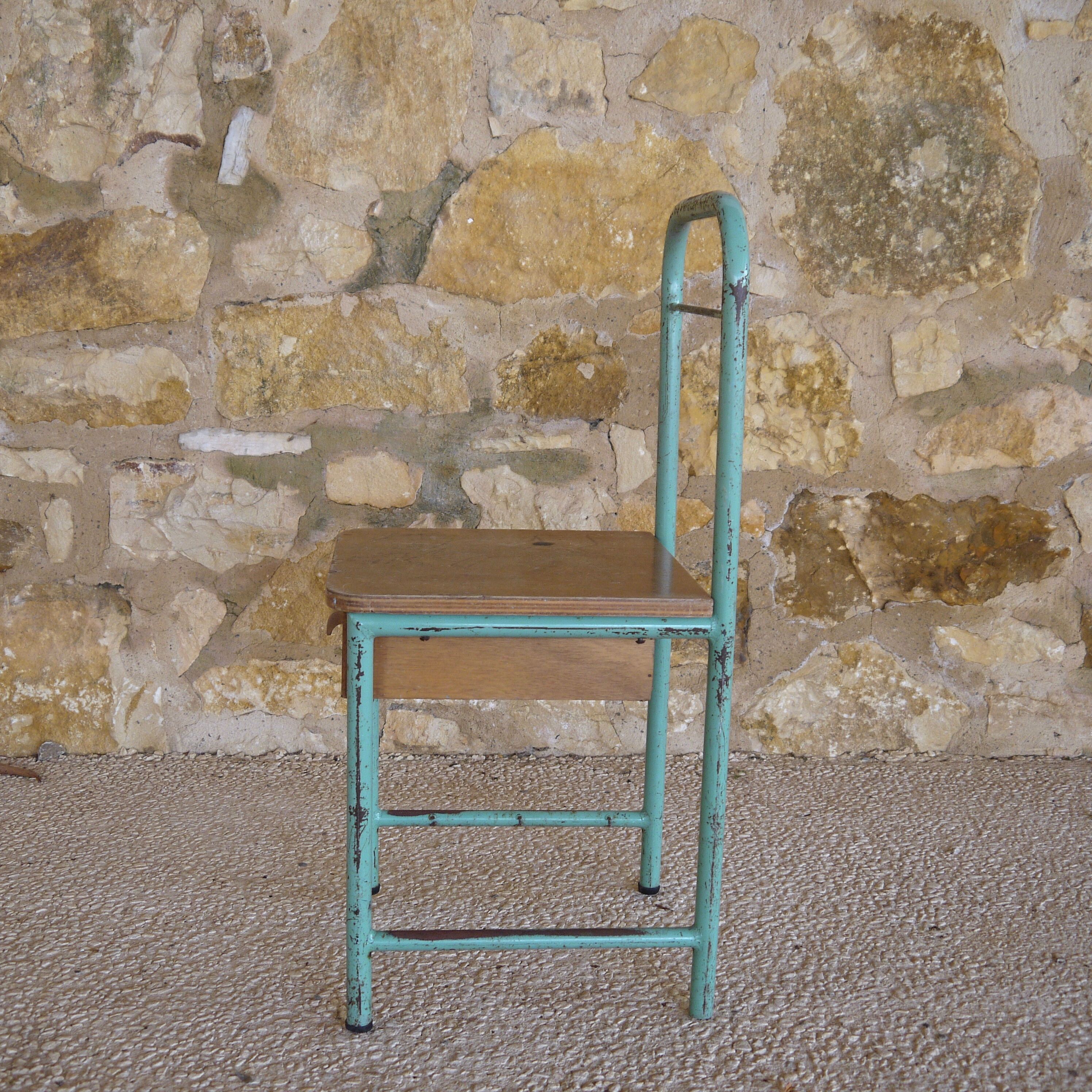 Metal and wood boarding bedside chair