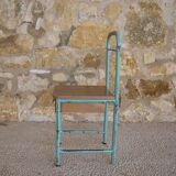 Metal and wood boarding bedside chair