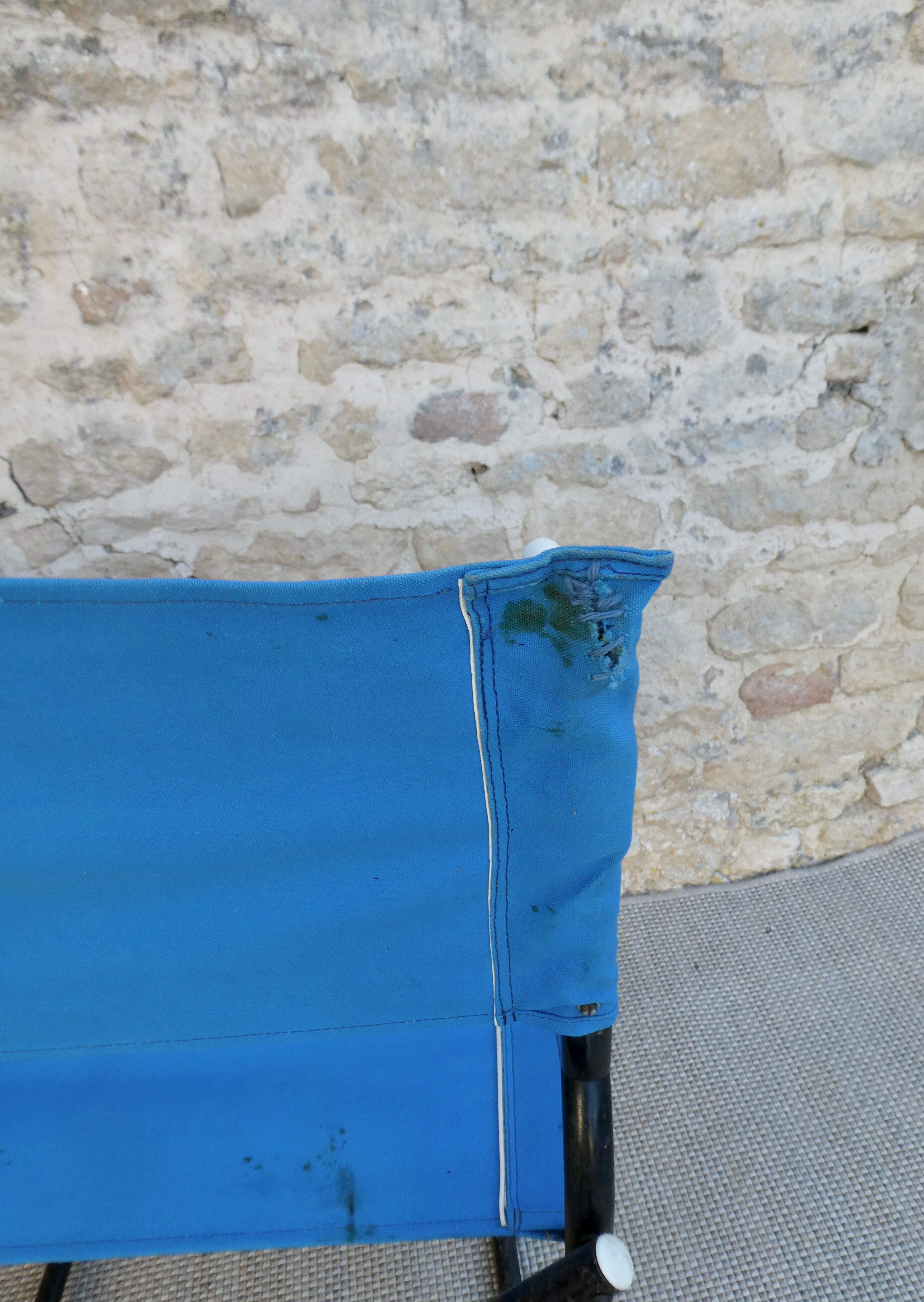Pair of folding armchairs from the 60s, in metal and fabric
