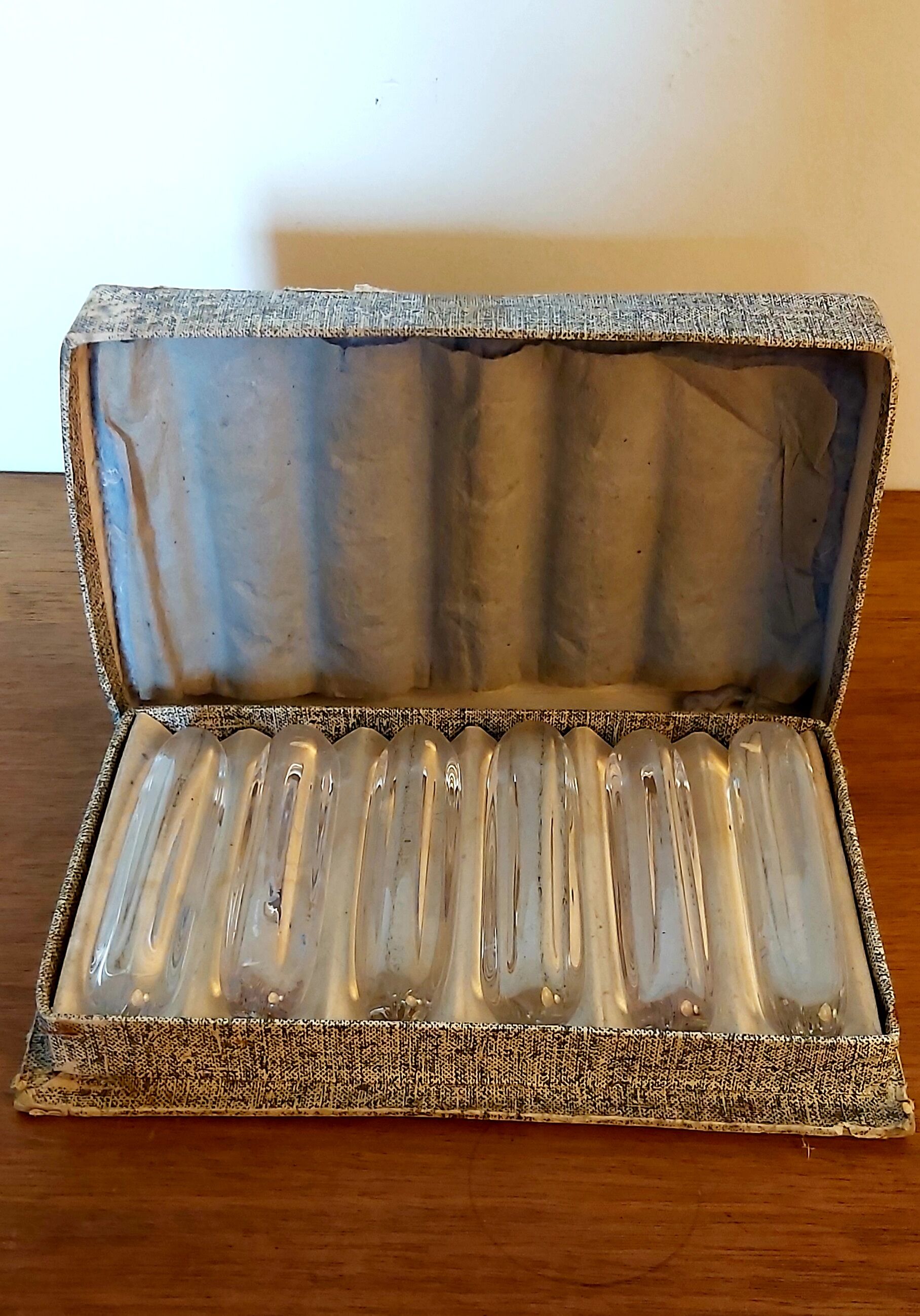 Box 6 crystal knife holders Daum 1960