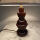 Lampe bois, câble neuf soie, abat-jour neuf