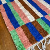 Berber carpet boujad colorful blue majorelle green brown peach