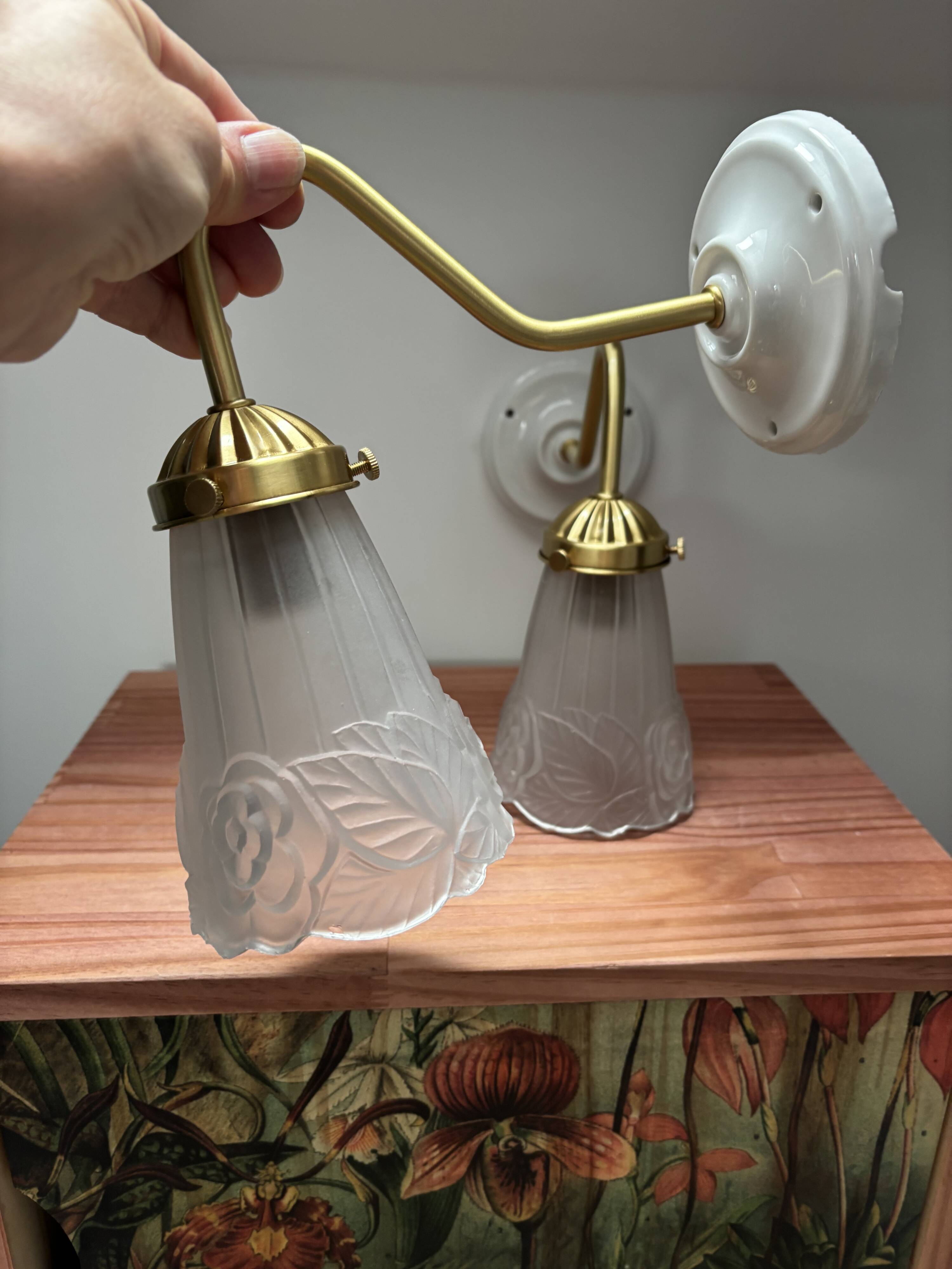 Pair of swan neck wall lights
