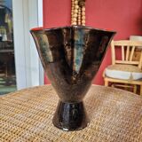Vintage black and red vase - 4 lobes